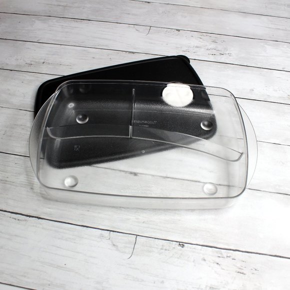 Tupperware Divided Vent n Serve Microwave Container Rectangle Black Lid - Picture 1 of 9